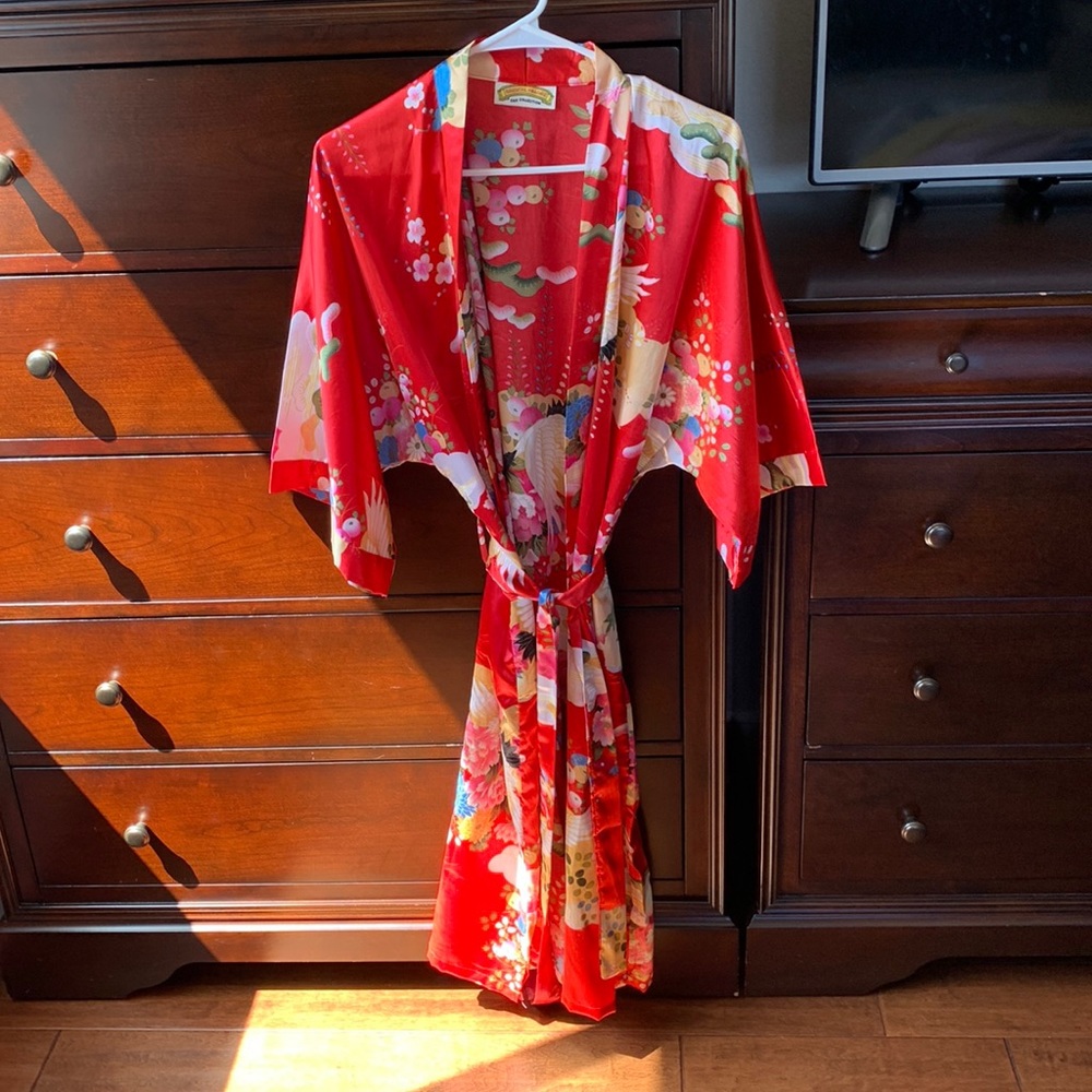 Oriental village silk gown